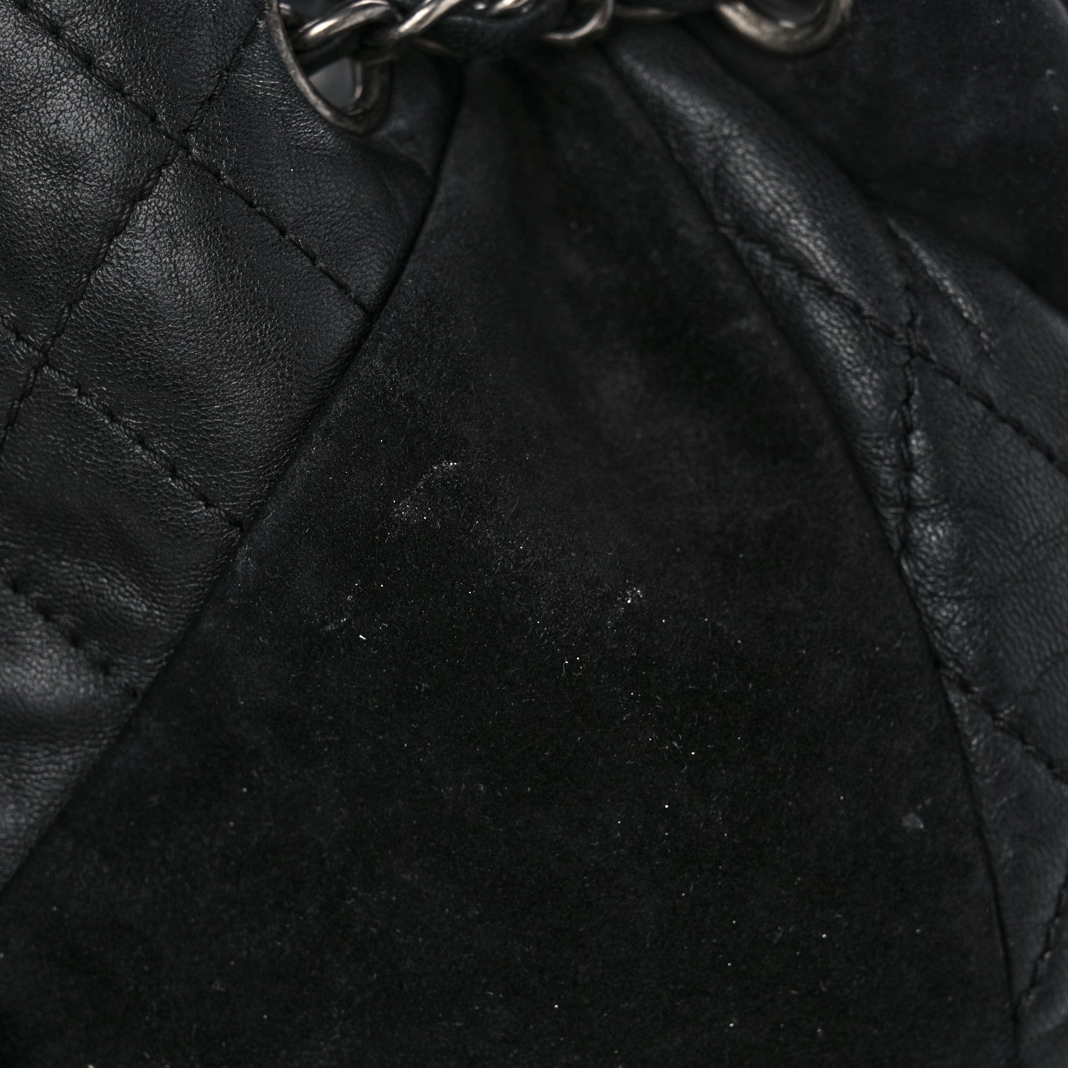 Chanel Goatskin Suede Calfskin Quilted Patchwork Drawstring Bag Black 12 of 14