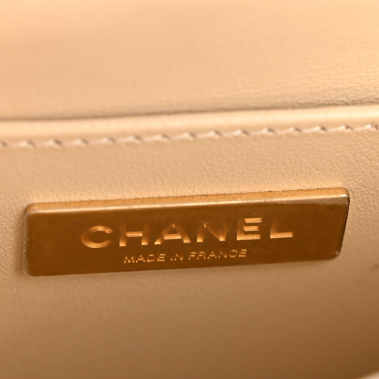 Lambskin Quilted Small Flap Top Handle Bag Beige