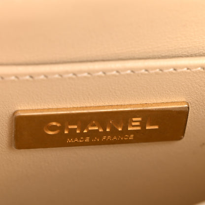 Chanel Lambskin Quilted Small Flap Top Handle Bag Beige 6 of 13