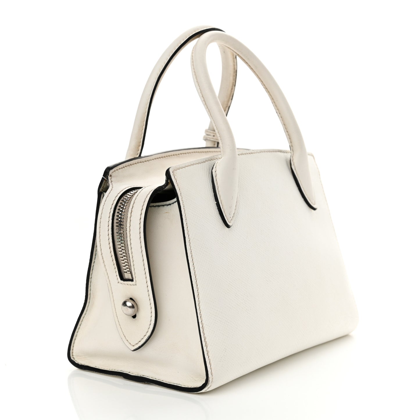 Saffiano Cuir Calfskin Mini Monochrome Top Handle Tote White