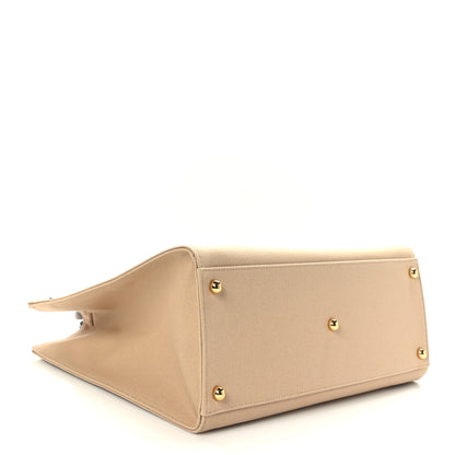 Fendi Canvas Vitello King Logo Embroidered Medium Fendi Sunshine Shopper Tote Sand Ghianda 4 of 8