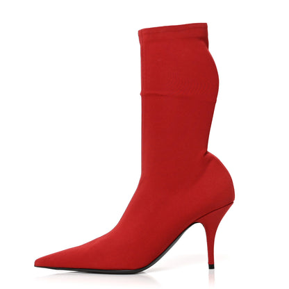Balenciaga Jersey Crepe Extreme Pointed Toe Knife Booties 37 Rouge 1 of 6