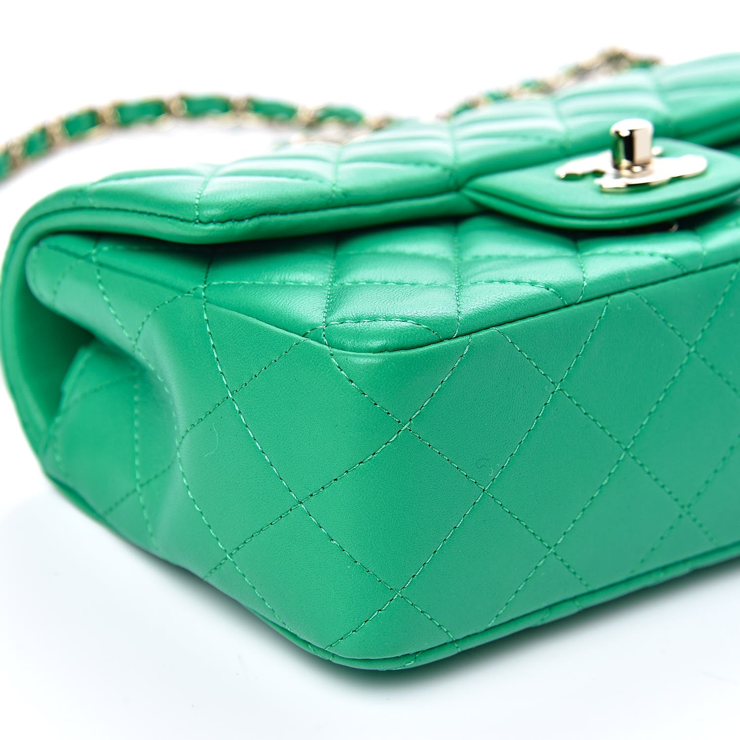 Chanel Lambskin Quilted Mini Rectangular Flap Green 8 of 9