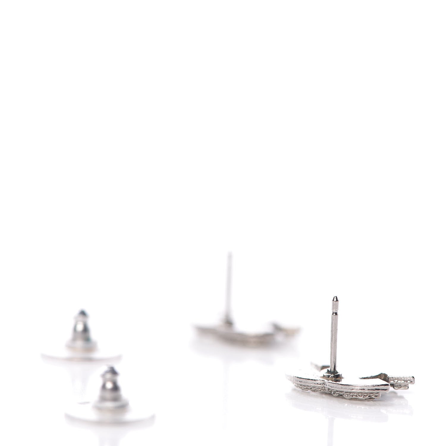 Chanel Crystal CC Earrings Silver 3 of 6