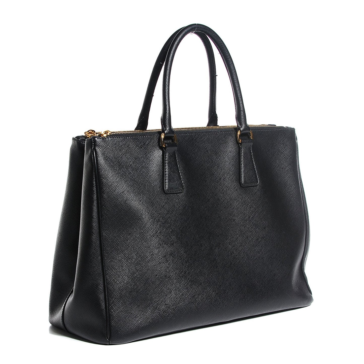 Saffiano Lux Large Double Zip Tote Nero Black