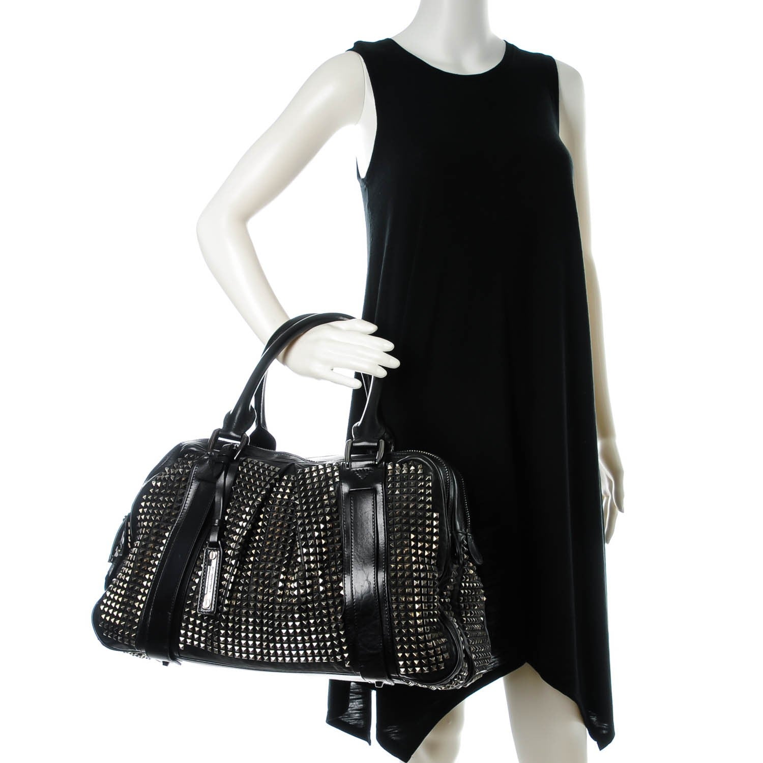 Burberry Prorsum Calfskin Studded Knight Satchel Black 2 of 7