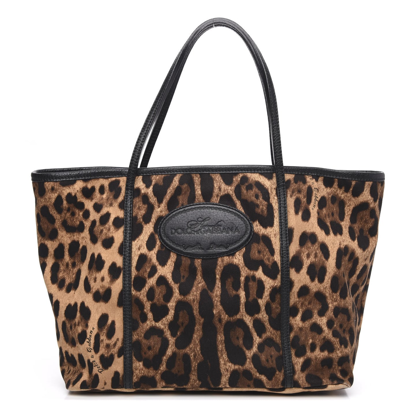 Canvas Leopard Print Medium Tote Black
