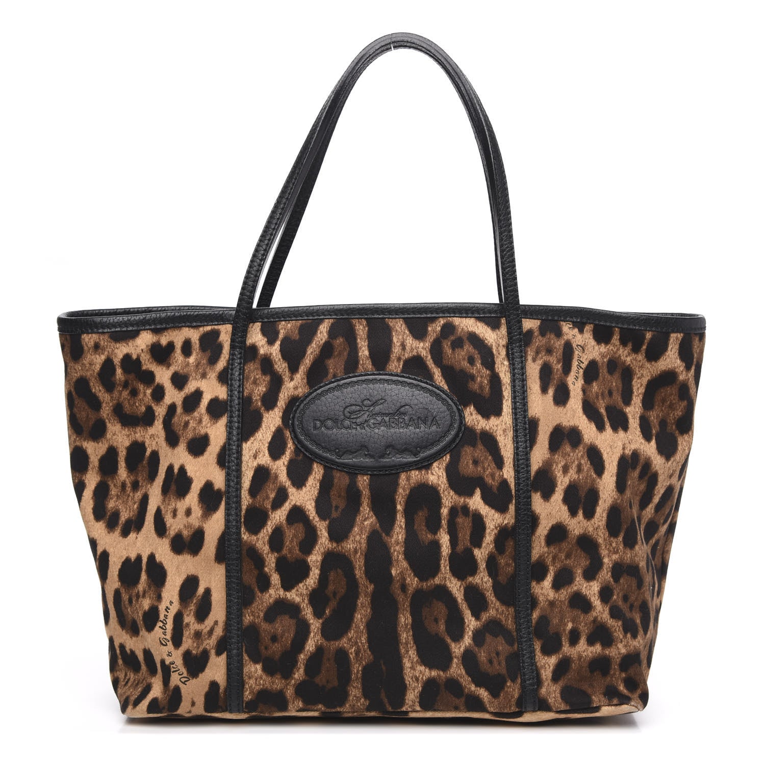 Dolce & Gabbana Canvas Leopard Print Medium Tote Black 1 of 14