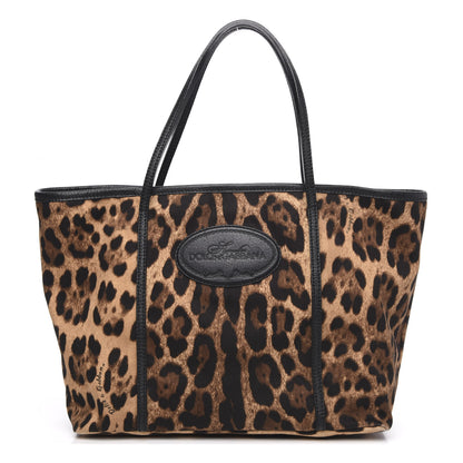 Dolce & Gabbana Canvas Leopard Print Medium Tote Black 1 of 14