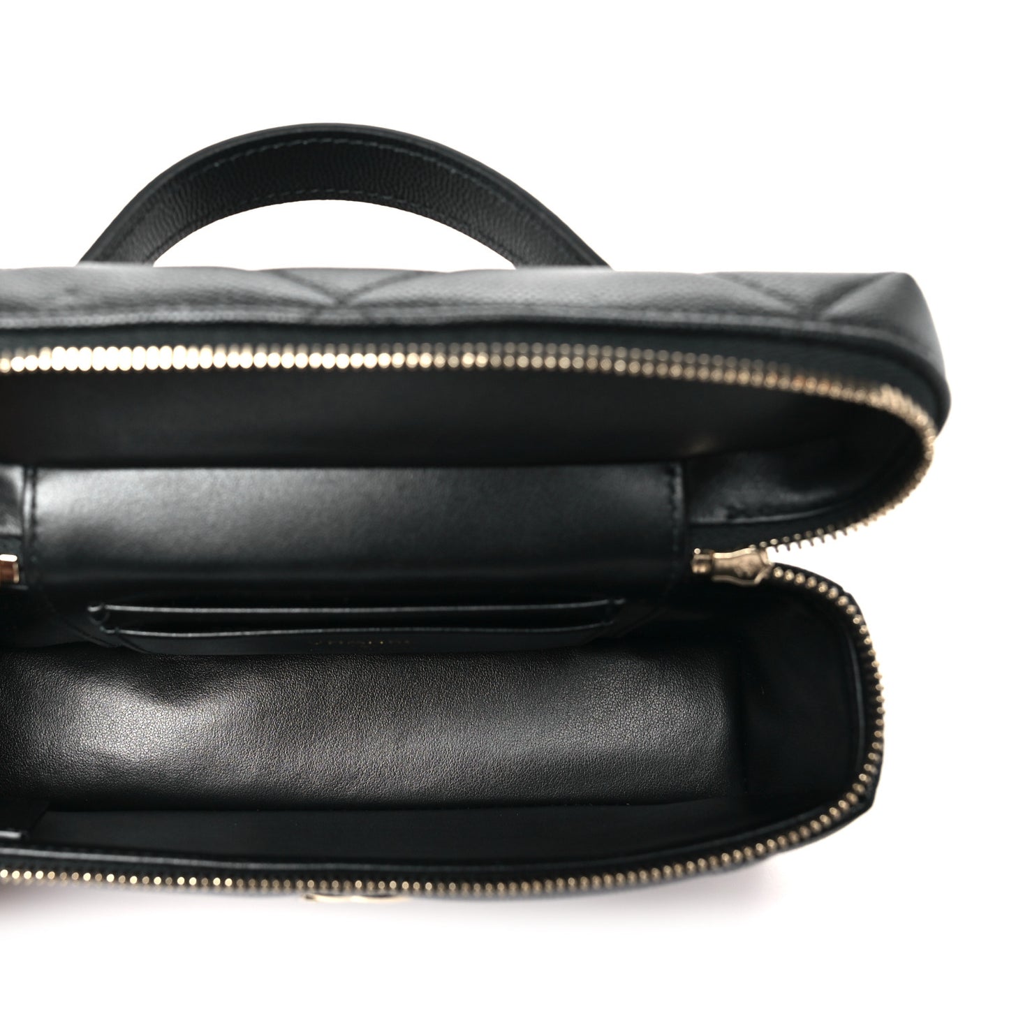 Caviar Quilted Top Handle Slim Vanity With Chain Black