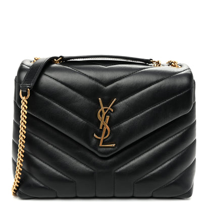 Saint Laurent Calfskin Y Quilted Monogram Small Loulou Chain Satchel Black 1 of 10