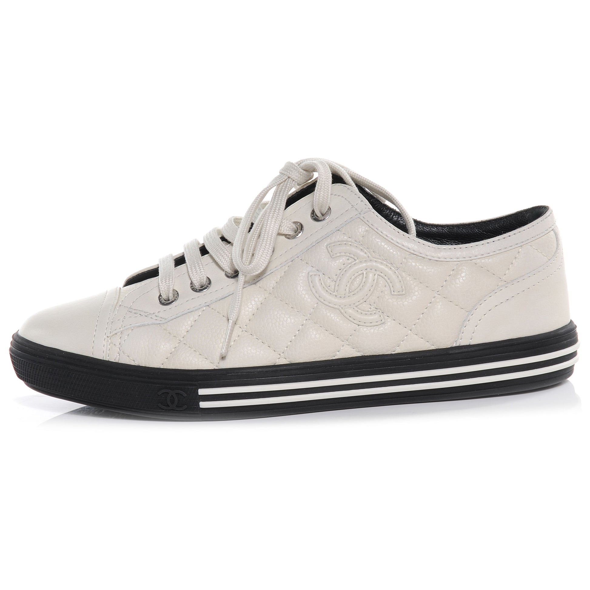 Chanel Caviar Quilted CC Sneakers 36 White 1 of 6