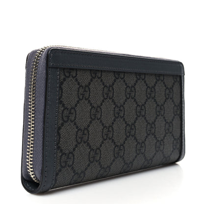 Gucci GG Supreme Monogram Textured Dollar Calfskin Ophidia Zip Around Wallet Grey Black Graphite Grey 3 of 8