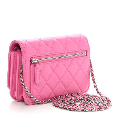 Chanel Lambskin Quilted Mini Wallet On Chain WOC Pink 4 of 18