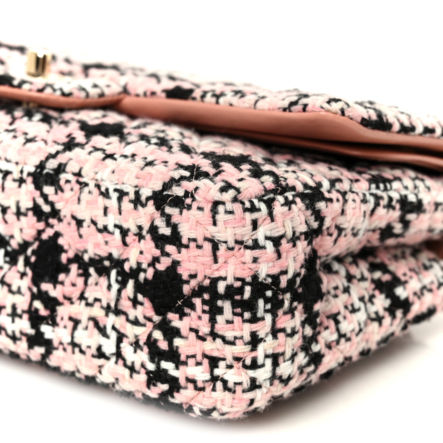 Chanel Tweed Quilted Medium Double Flap Pink Black White 10 of 10