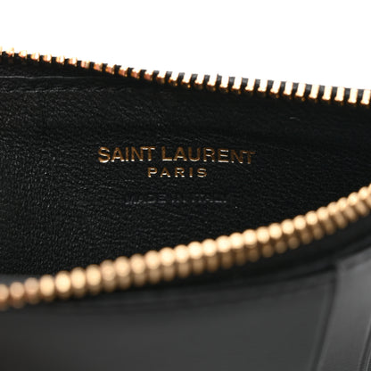 Saint Laurent Grained Calfskin Monogram 5 Fragments Zip Pouch Card Holder Black 6 of 7