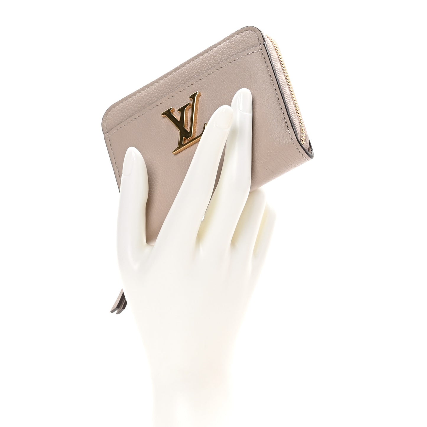 Calfskin Lockme Zippy Coin Purse Greige