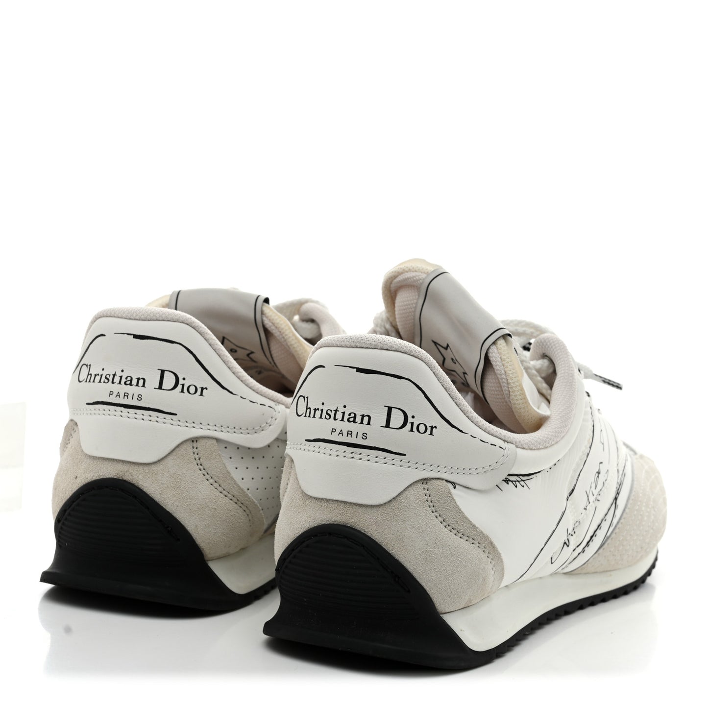 Calfskin Nylon Womens D-Sketch Sneakers 40 White
