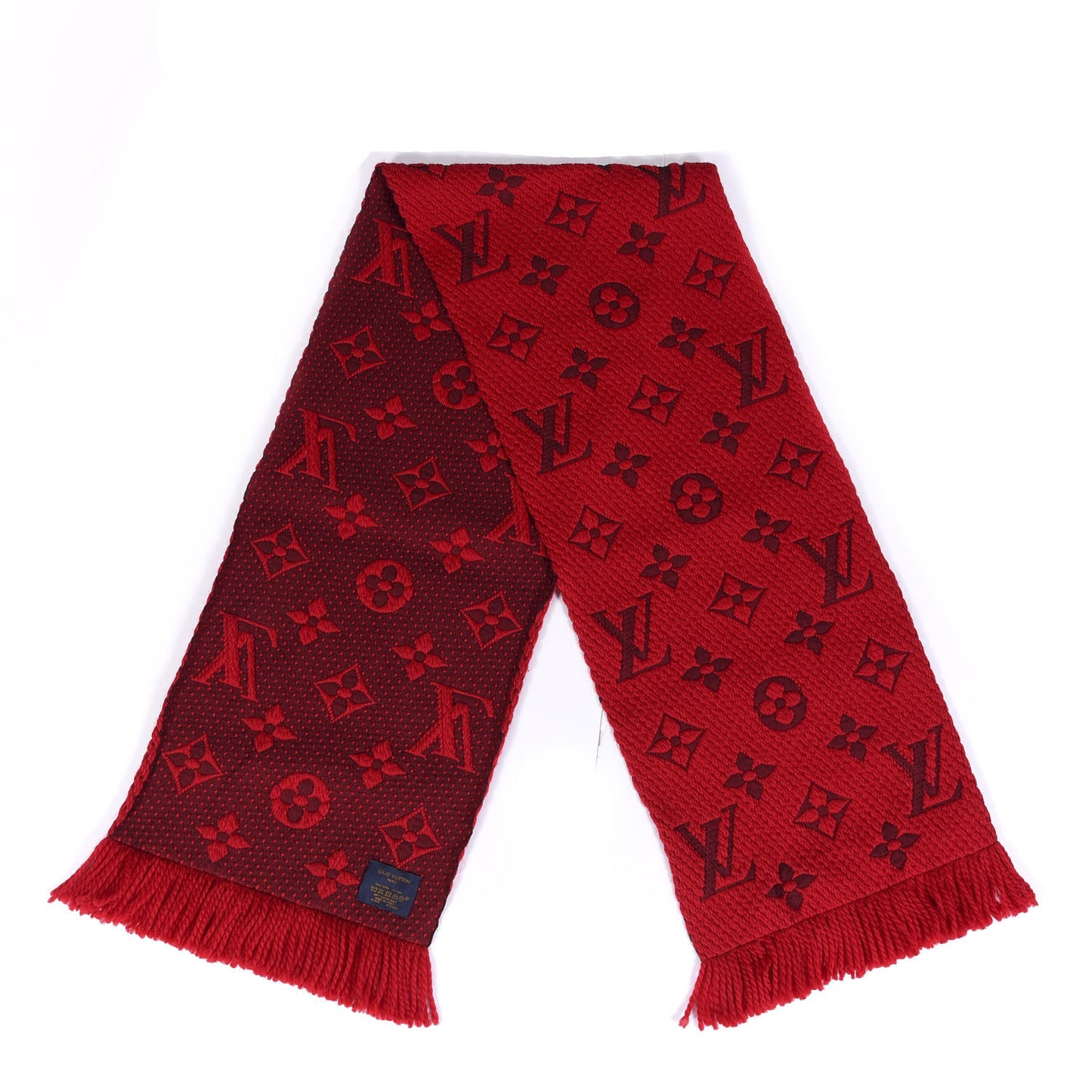 Wool Silk Logomania Scarf Rubis