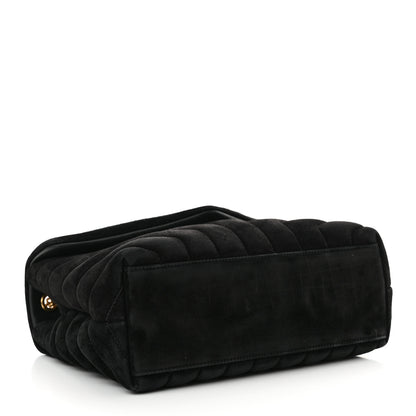Saint Laurent Suede Calfskin Y Quilted Monogram Small Loulou Chain Satchel Black 4 of 13