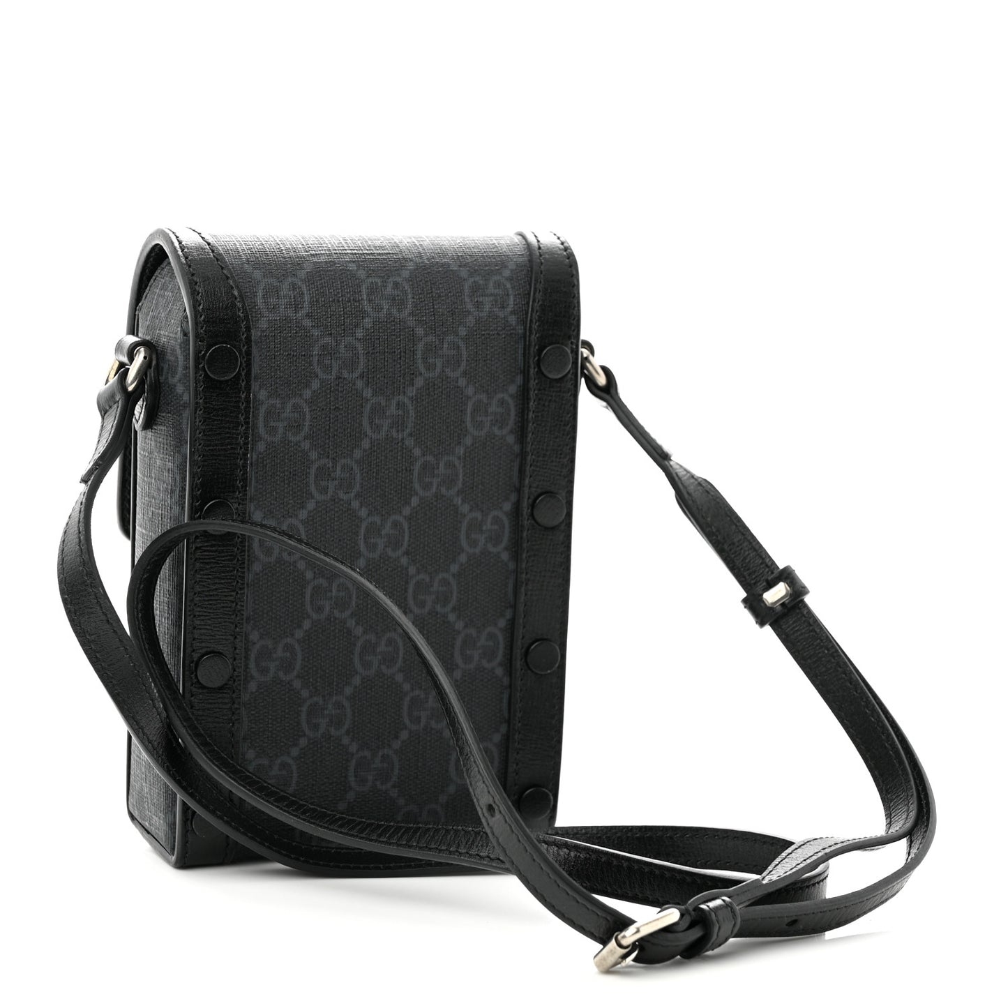 GG Supreme Monogram Azalea Calfskin Mini Retro Interlocking G Crossbody Bag Black