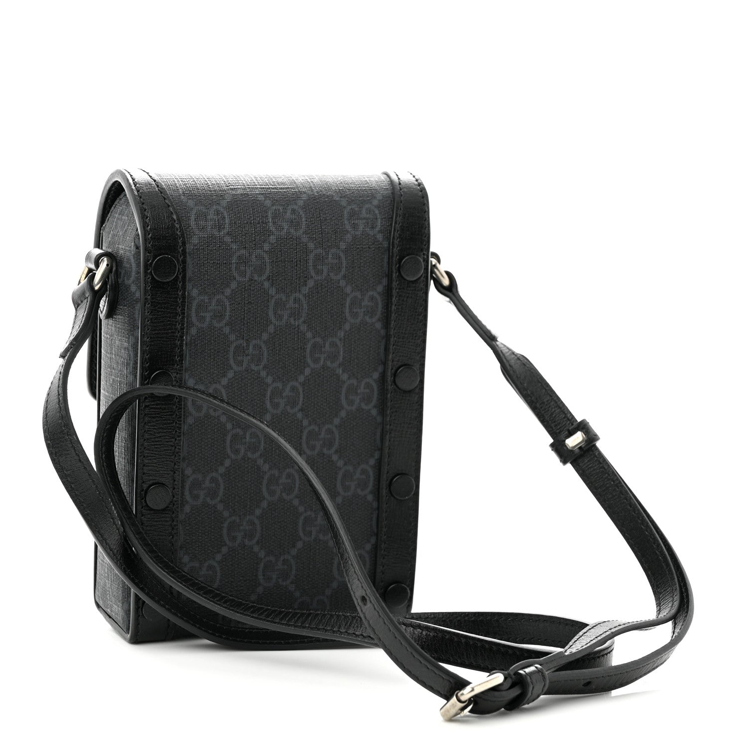 Gucci GG Supreme Monogram Azalea Calfskin Mini Retro Interlocking G Crossbody Bag Black 3 of 10