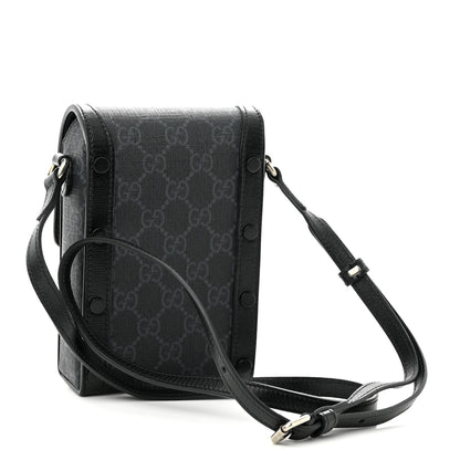 Gucci GG Supreme Monogram Azalea Calfskin Mini Retro Interlocking G Crossbody Bag Black 3 of 10