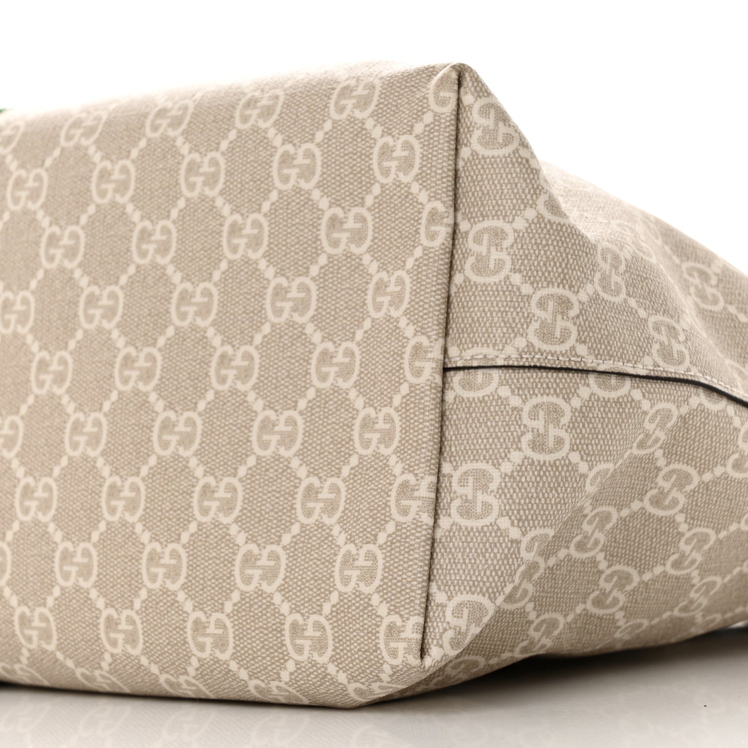 Gucci GG Supreme Monogram Textured Dollar Calfskin Web Medium Ophidia Shopping Tote Beige Mystic White Oatmeal 10 of 10