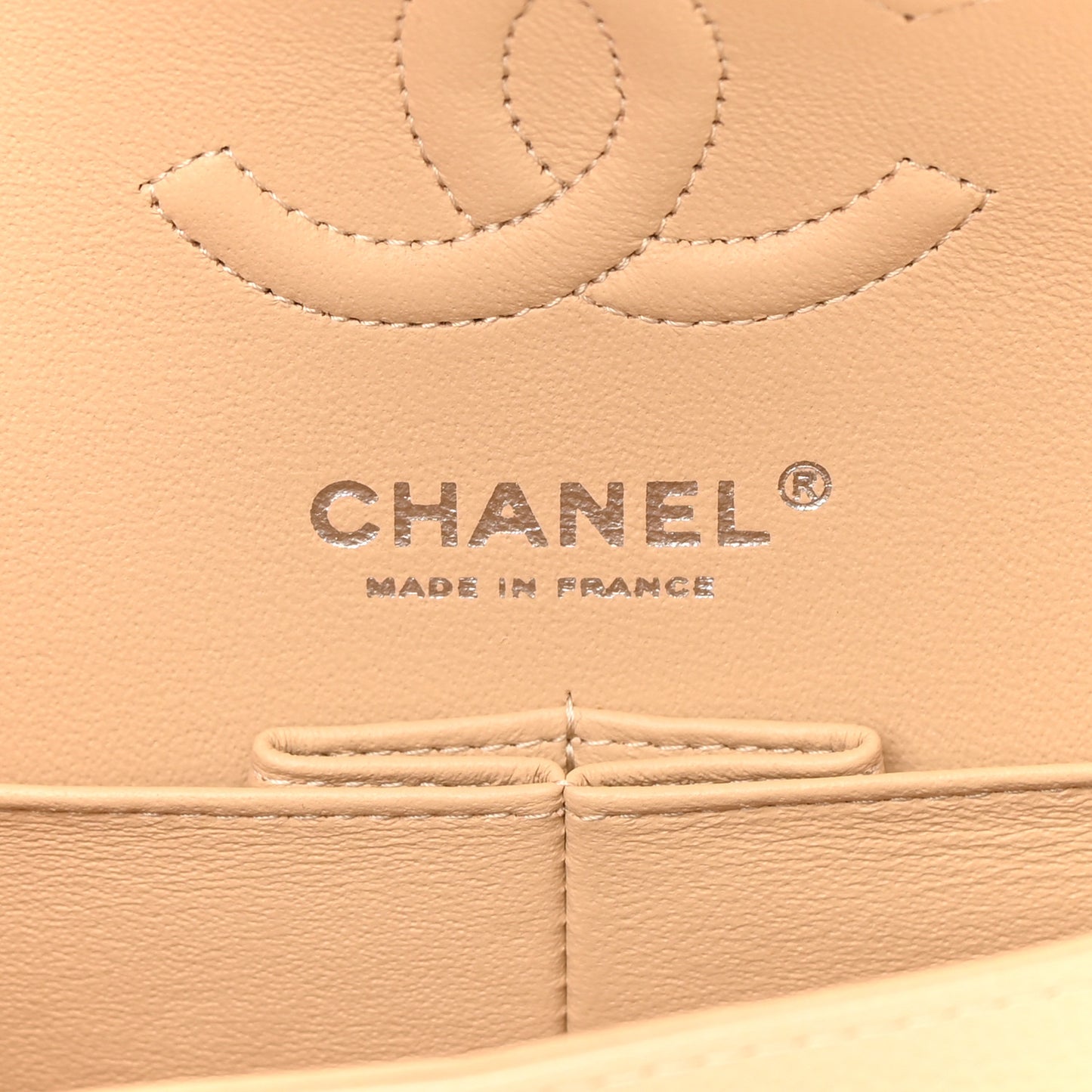 Caviar Quilted Small Double Flap Beige