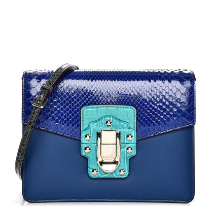 Dolce & Gabbana Python Calfskin Lucia Satchel Blue 1 of 8