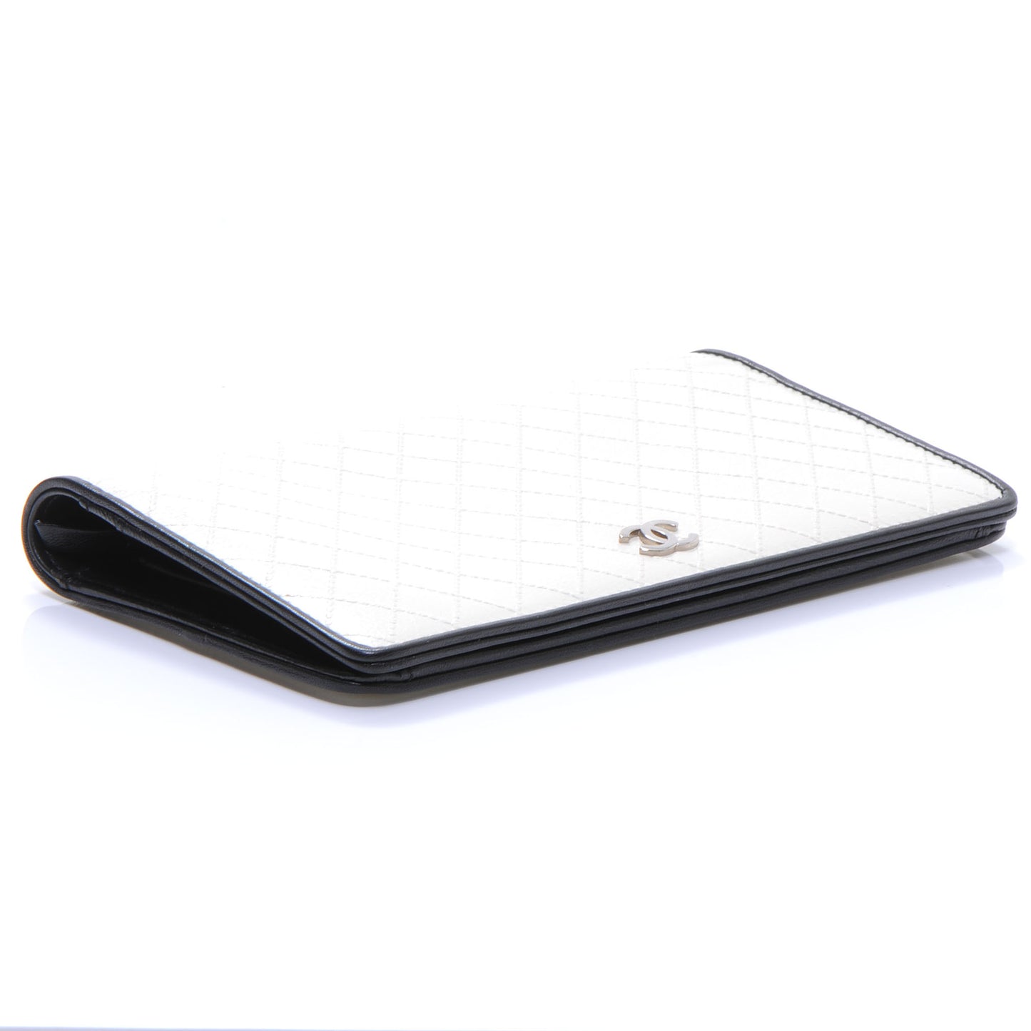 Diamond Stitched Yen Wallet White