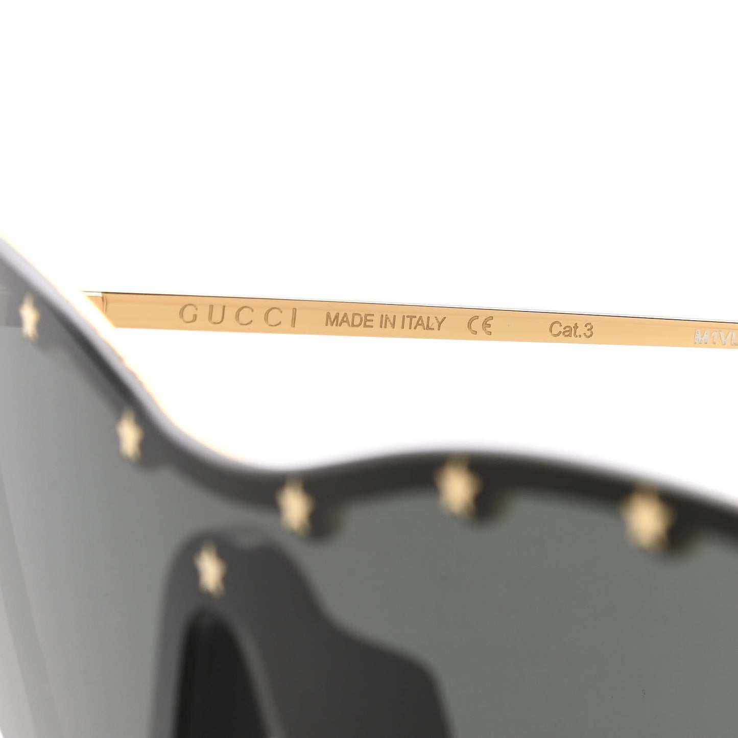 Metal Rimless Star Studded 90mm Cat Eye GG0666S Sunglasses Black Gold