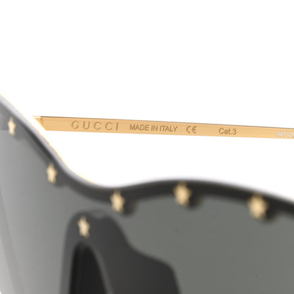 Gucci Metal Rimless Star Studded 90mm Cat Eye GG0666S Sunglasses Black Gold 6 of 7