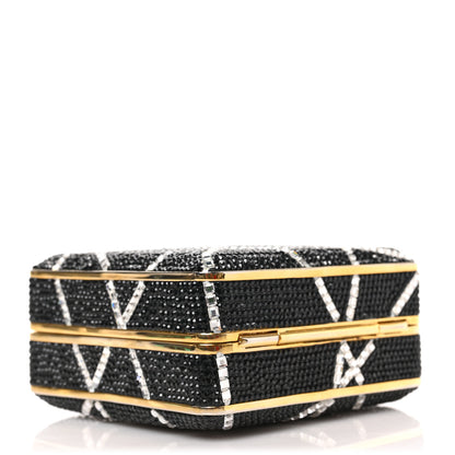 Judith Leiber Swarovski Crystal Minaudiere Clutch Gold Black White 4 of 8