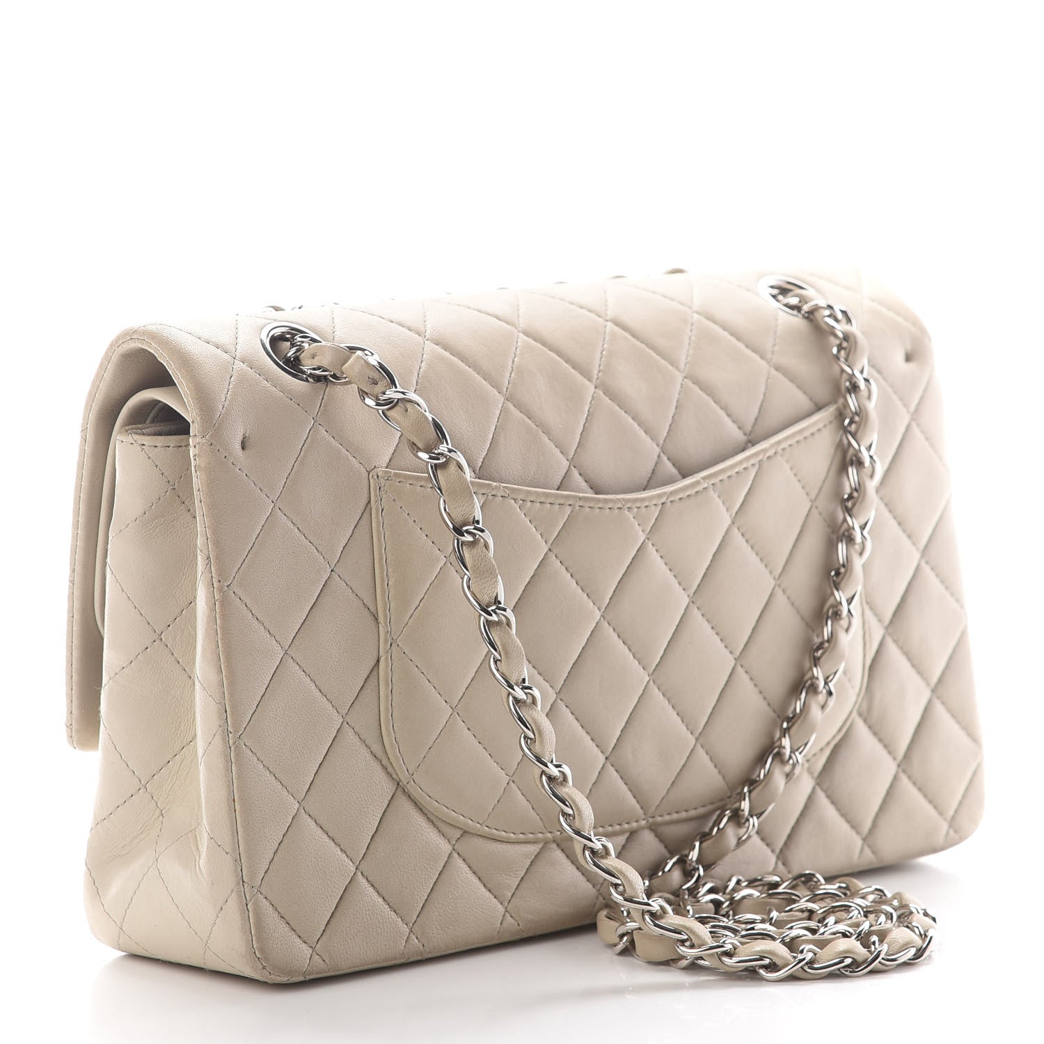 Chanel Lambskin Quilted Medium Double Flap Light Grey 2 of 8