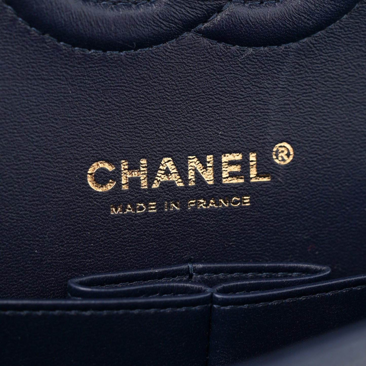 Caviar Quilted Medium Double Flap Dark Blue