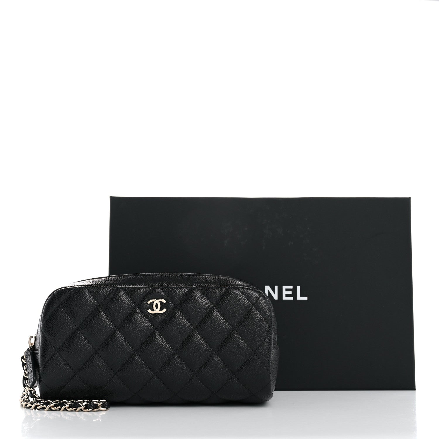 Chanel Caviar Quilted Toiletry Case With Chain Black 8 of 8