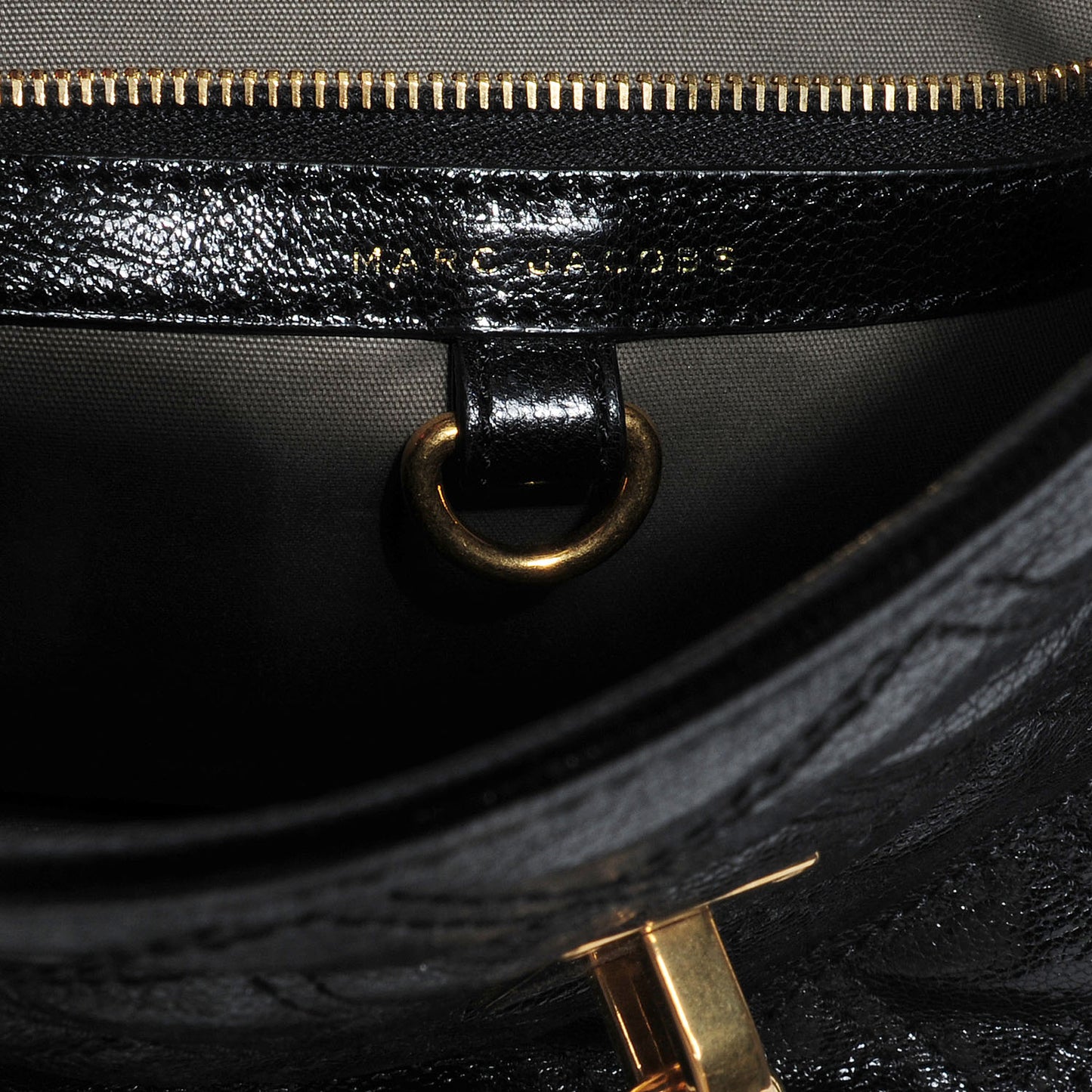 Lacquered Goatskin Quilting Class Satchel Black