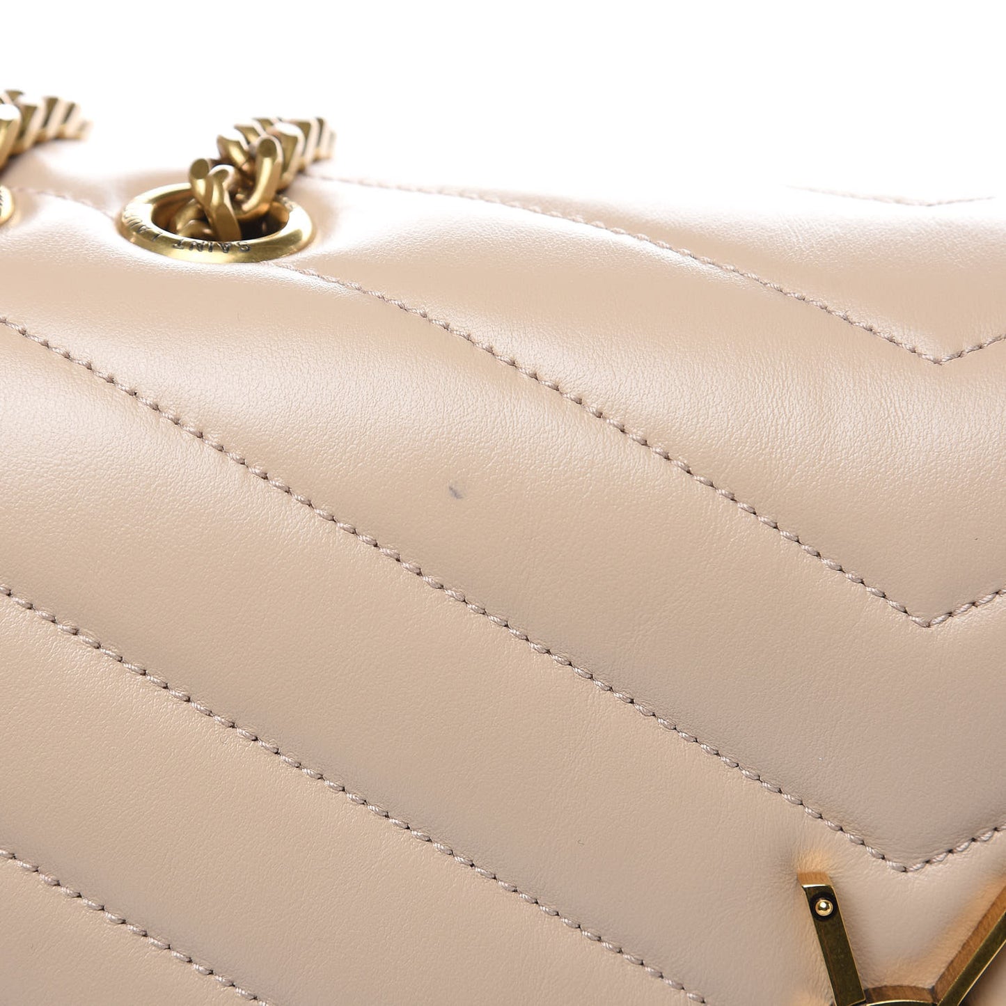 Calfskin Y Quilted Monogram Medium Loulou Chain Satchel Nude Powder