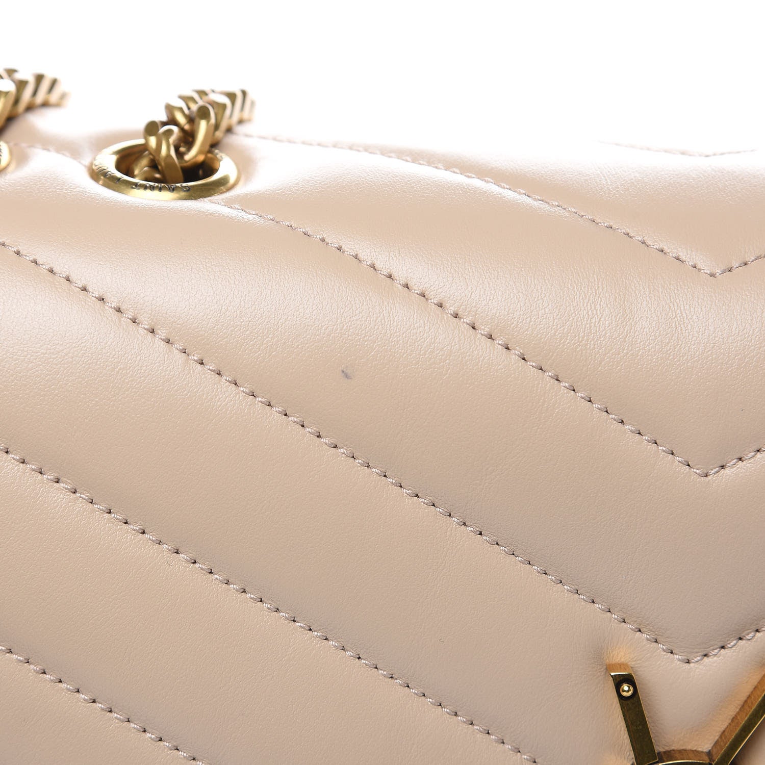 Saint Laurent Calfskin Y Quilted Monogram Medium Loulou Chain Satchel Nude Powder 10 of 12