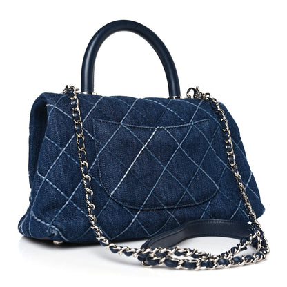 Chanel Denim Quilted Mini Coco Handle Flap Blue 3 of 9