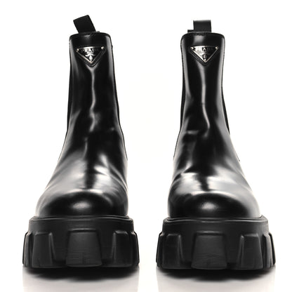 Prada Spazzolato Rois Triangle Monolith Chelsea 55mm Boots 39 Black 3 of 9