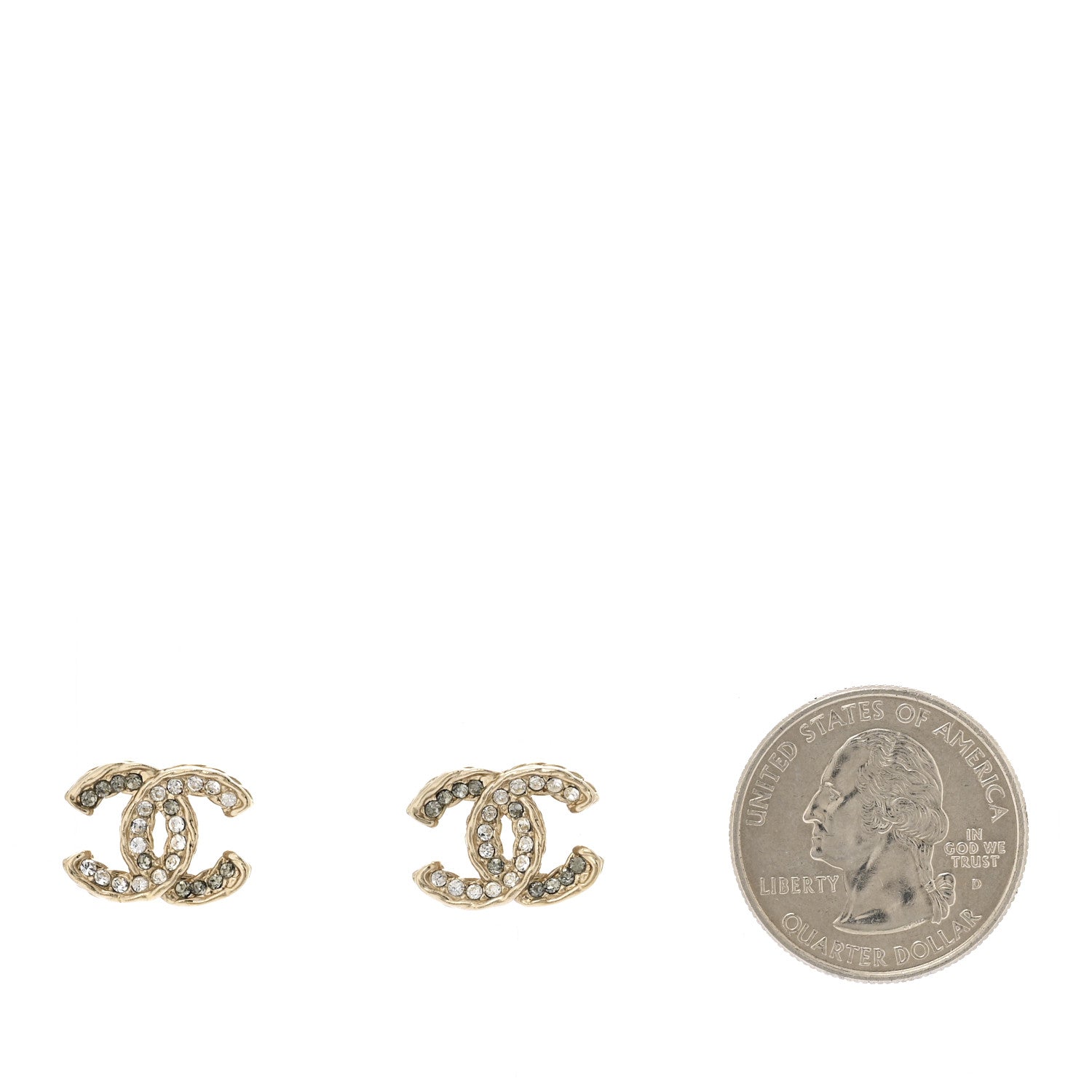 Chanel Crystal CC Earrings Light Gold 2 of 4