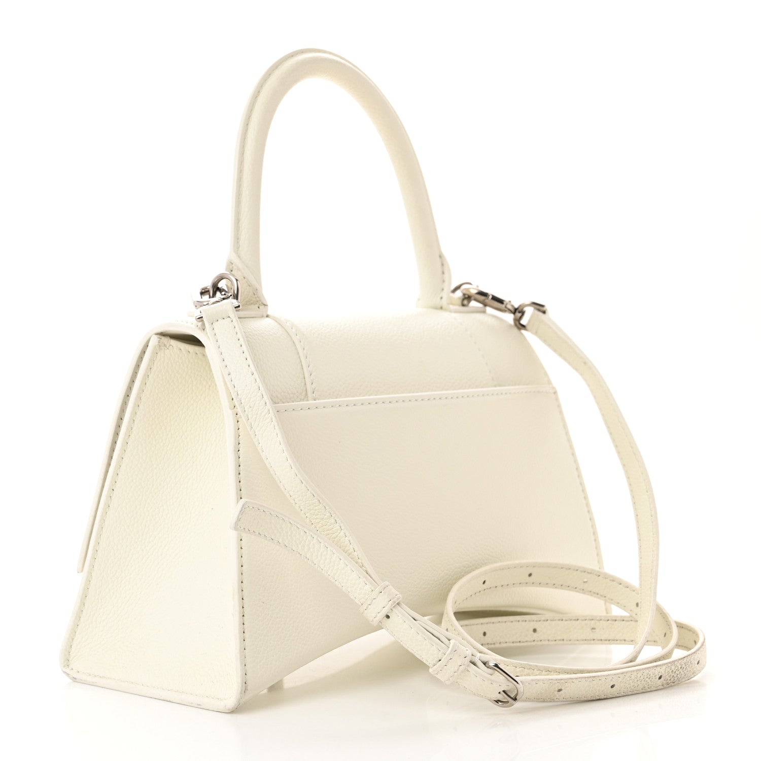 Balenciaga Grained Calfskin Small Hourglass Top Handle Bag White 3 of 16