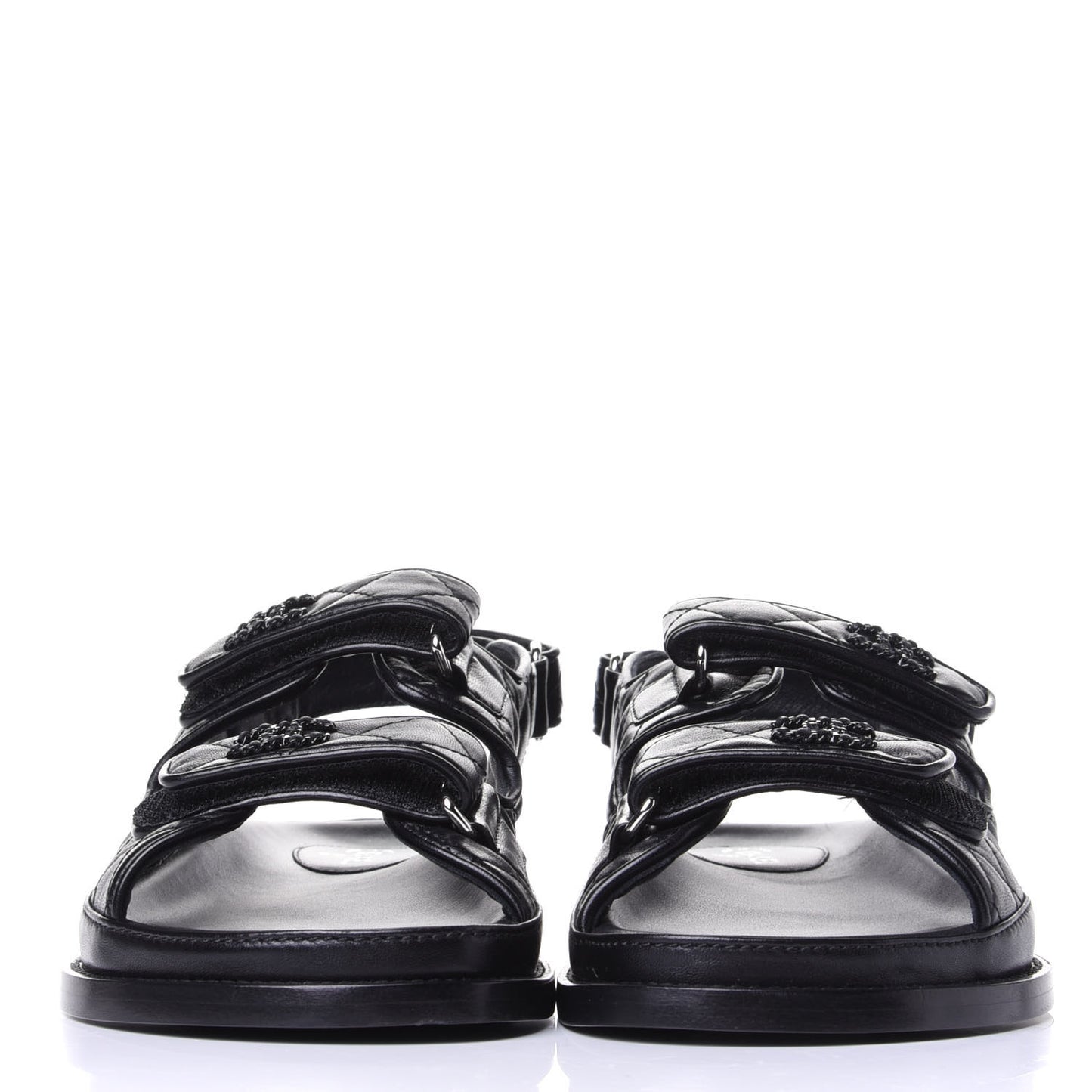 Lambskin Velcro Dad Sandals 37.5 Black