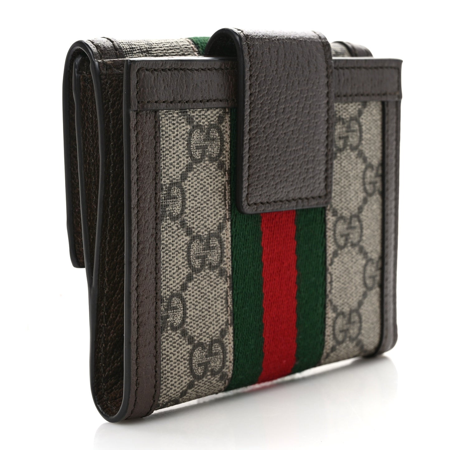 GG Supreme Monogram Web Ophidia French Flap Wallet Beige New Acero