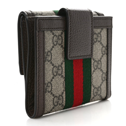 Gucci GG Supreme Monogram Web Ophidia French Flap Wallet Beige New Acero 3 of 6