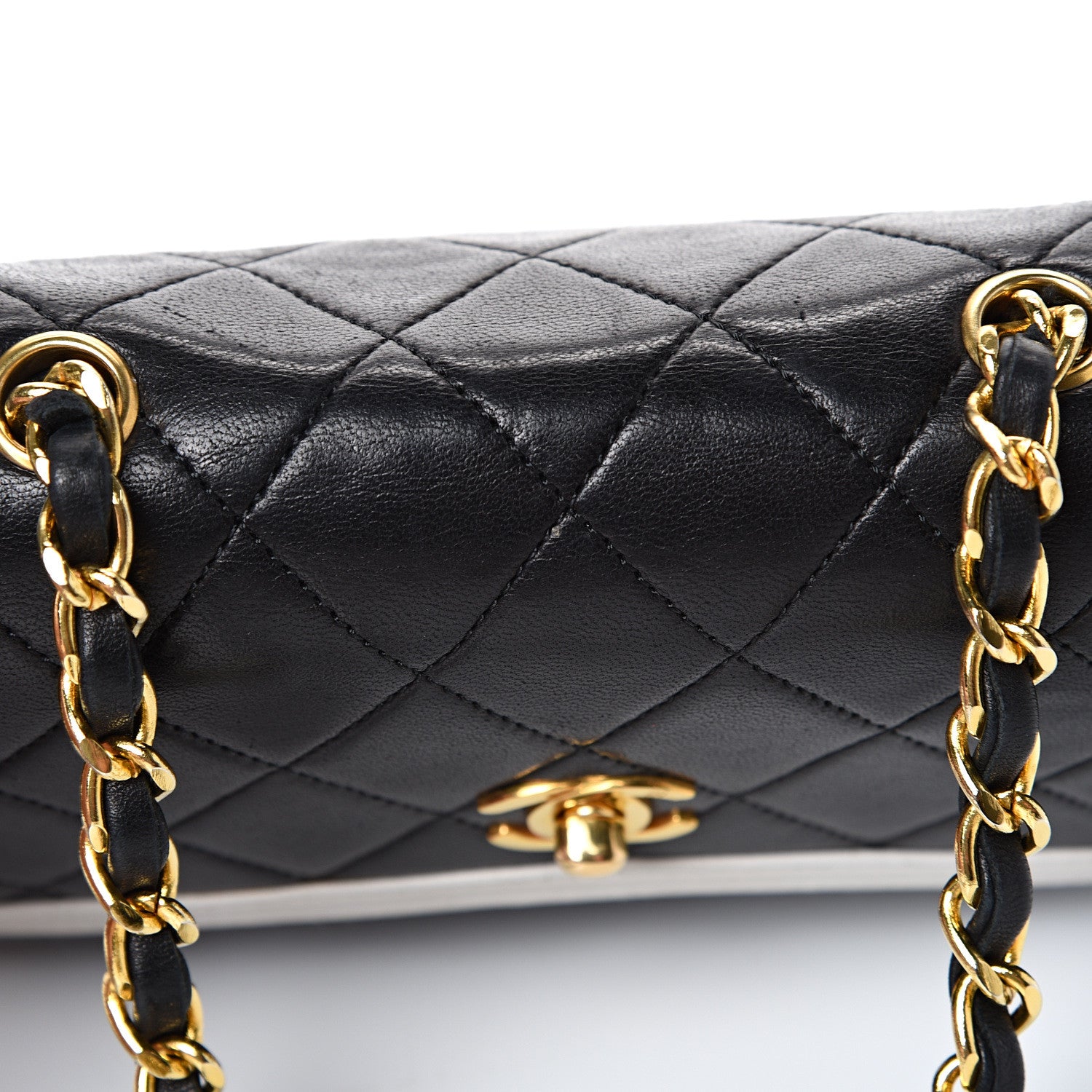 Chanel Lambskin Quilted Single Flap White Black 17 of 18