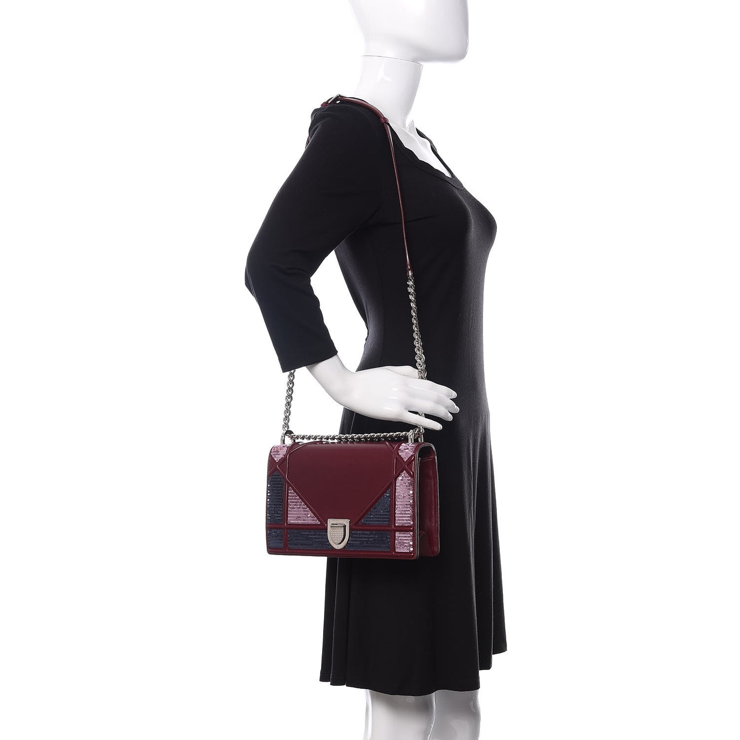 Lambskin Sequin Medium Diorama Flap Bag Plum