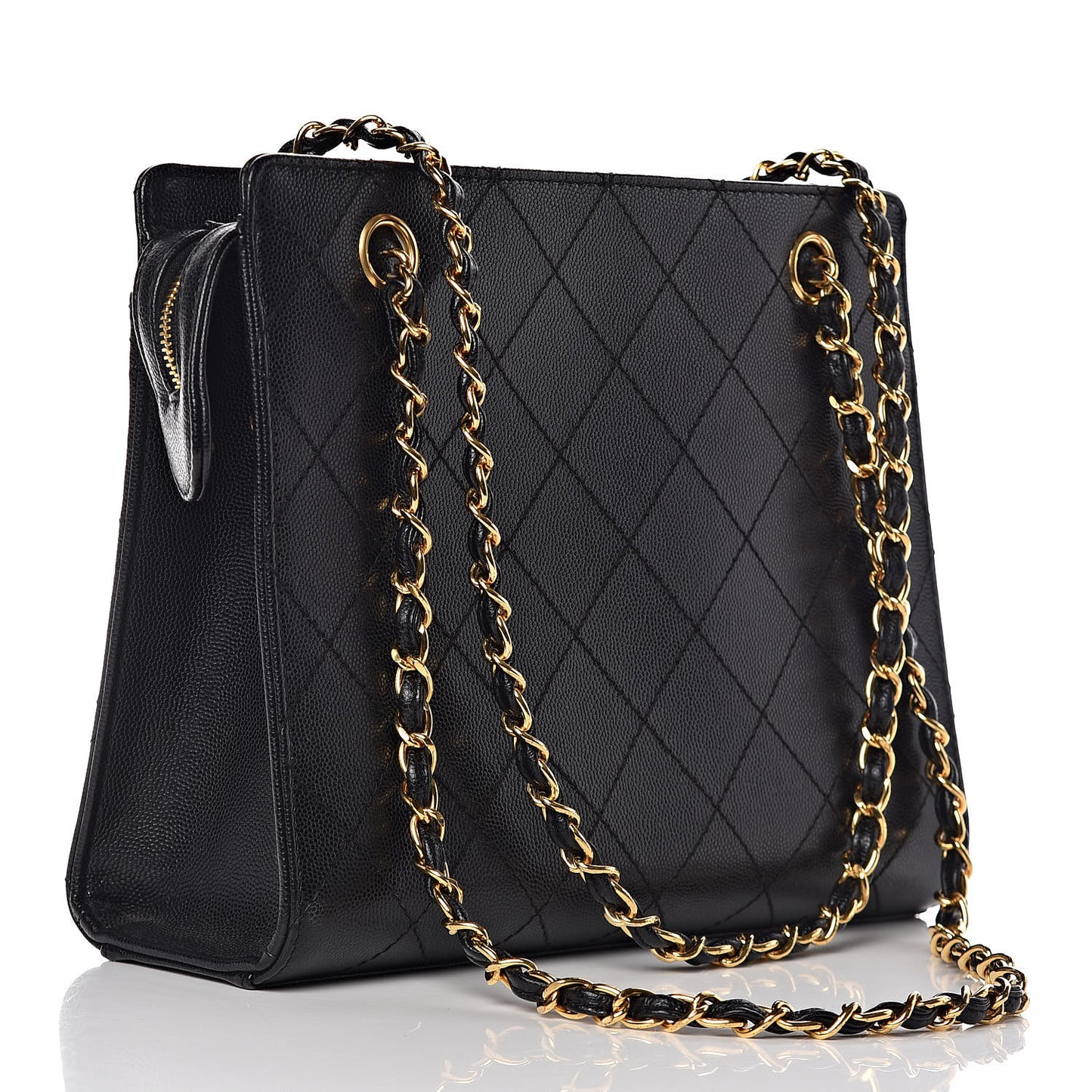 Caviar Diamond Stitched Shoulder Bag Black